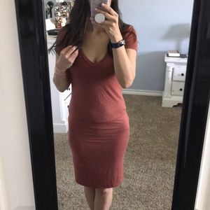 Rust color body con dress
